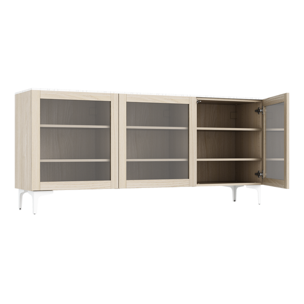 Buffet SPACEO Evo'M, façade noyer / caisson noyer H.85 x L.190 x P.40 cm