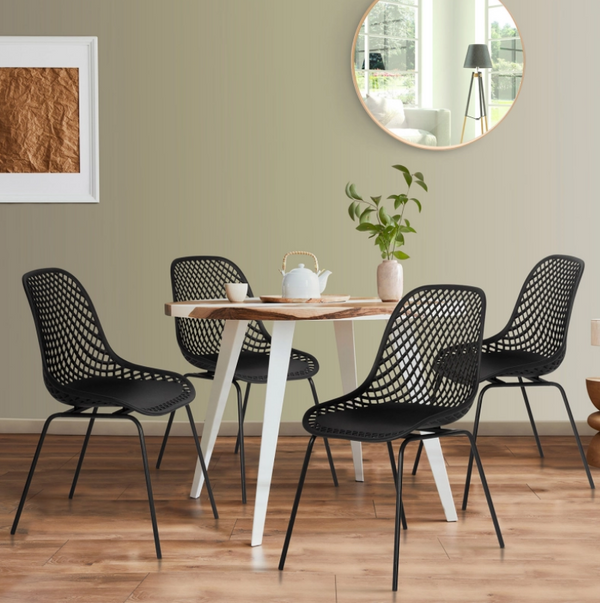 Lot de 4 chaises MAELYS noires pied métal pour salle à manger